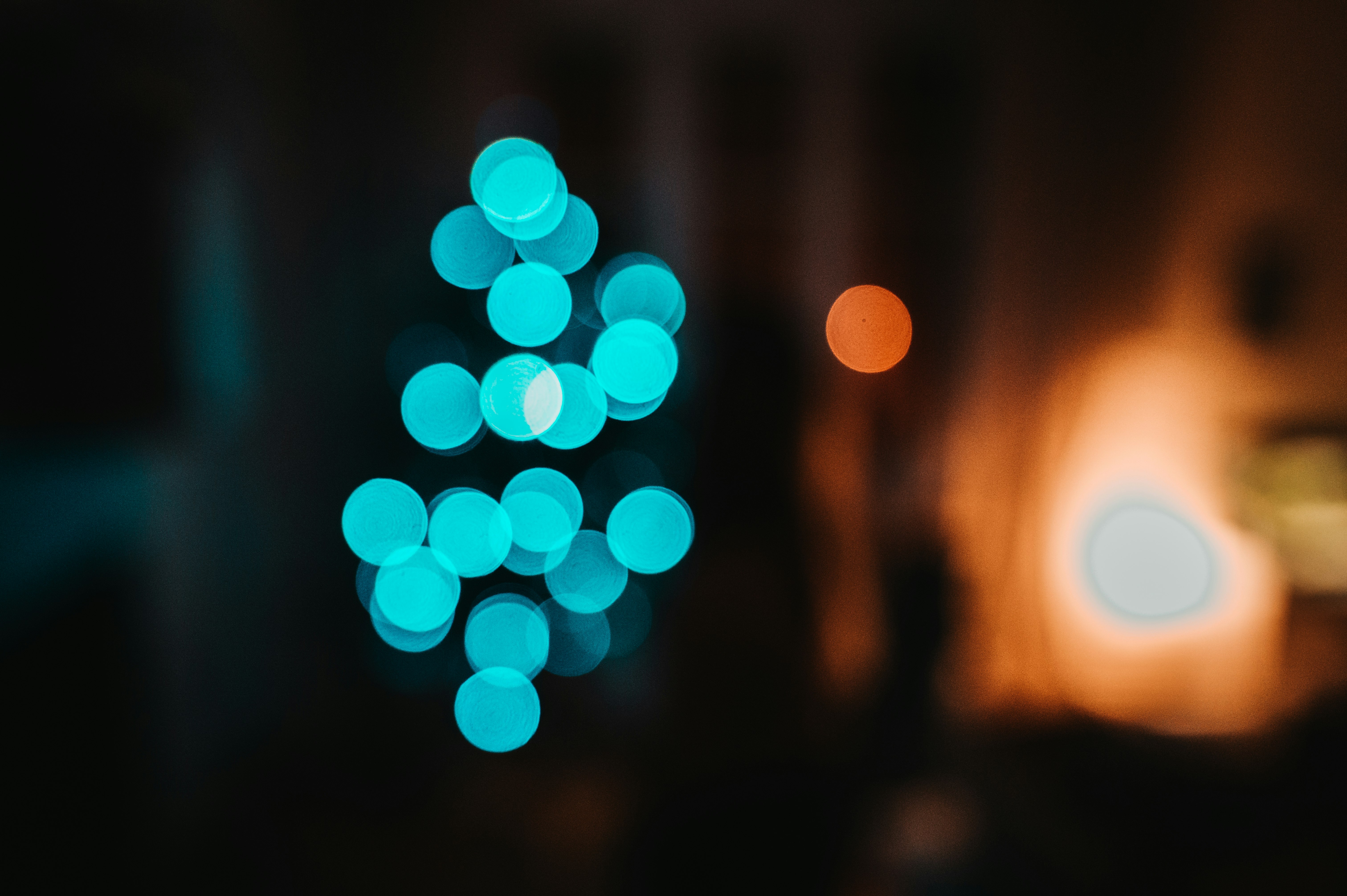 blue and white bokeh lights